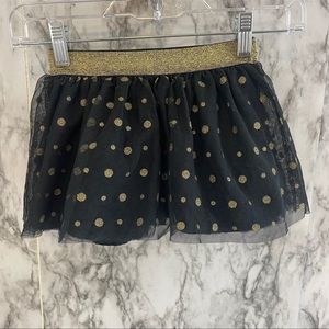 4T tulle skirt Oshkosh black gold polka dots